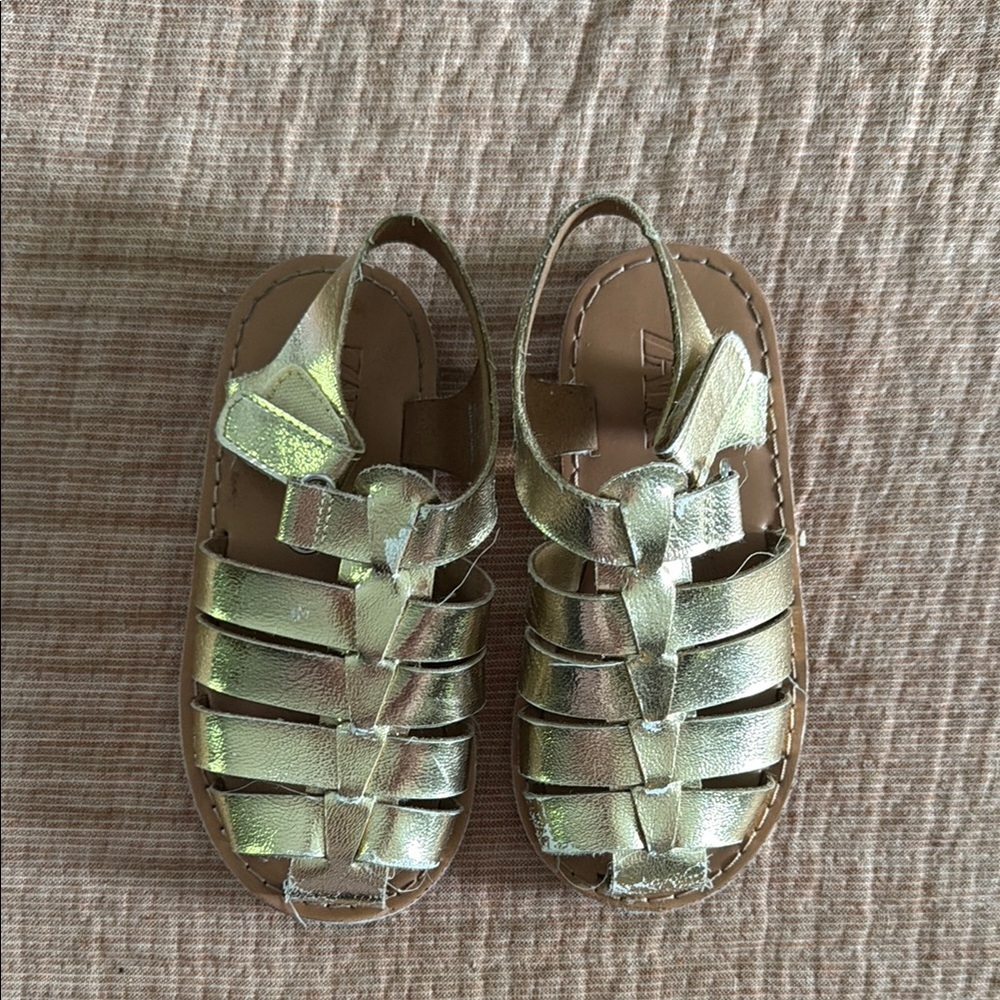 Metallic Leather Fisherman Sandals - Gold